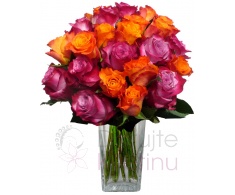Kytice růží - mix (purpurové, oranžové)