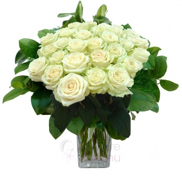 Bouquet of white roses + greenery - White roses, greenery