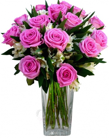 Bouquet of mixed pink roses and alstromeria - Pink roses, alstromeria
