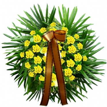Smuteční věnec - žlutá chryzantéma (kulaté květy) - žlutá chryzantéma - kulaté květy