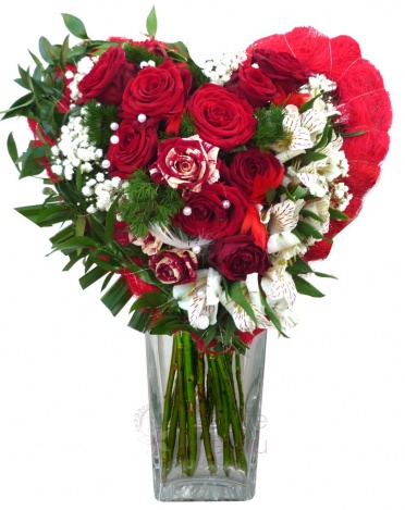 Mixed bouquet of flowers into heart shape - mix srdce