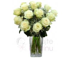 Bouquet of white roses + gypsophila