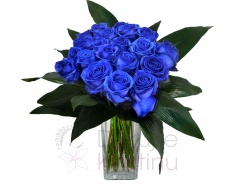 Bouquet of blue roses + greenery