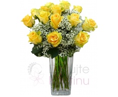 Желтая роза Букет + гипсофилла