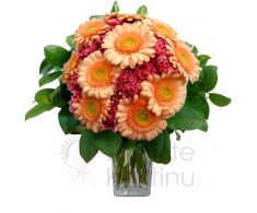 Mixed bouquet of carnations, gerberas, greenery