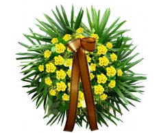 Funeral wreath - yellow chrysanthemum (round flowers)