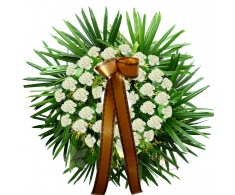 Funeral wreath - white chrysanthemum (round flowers)