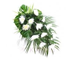 funeral spray - chrysanthemum (1 piece), greenery