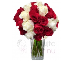 Bouquet of red and white roses